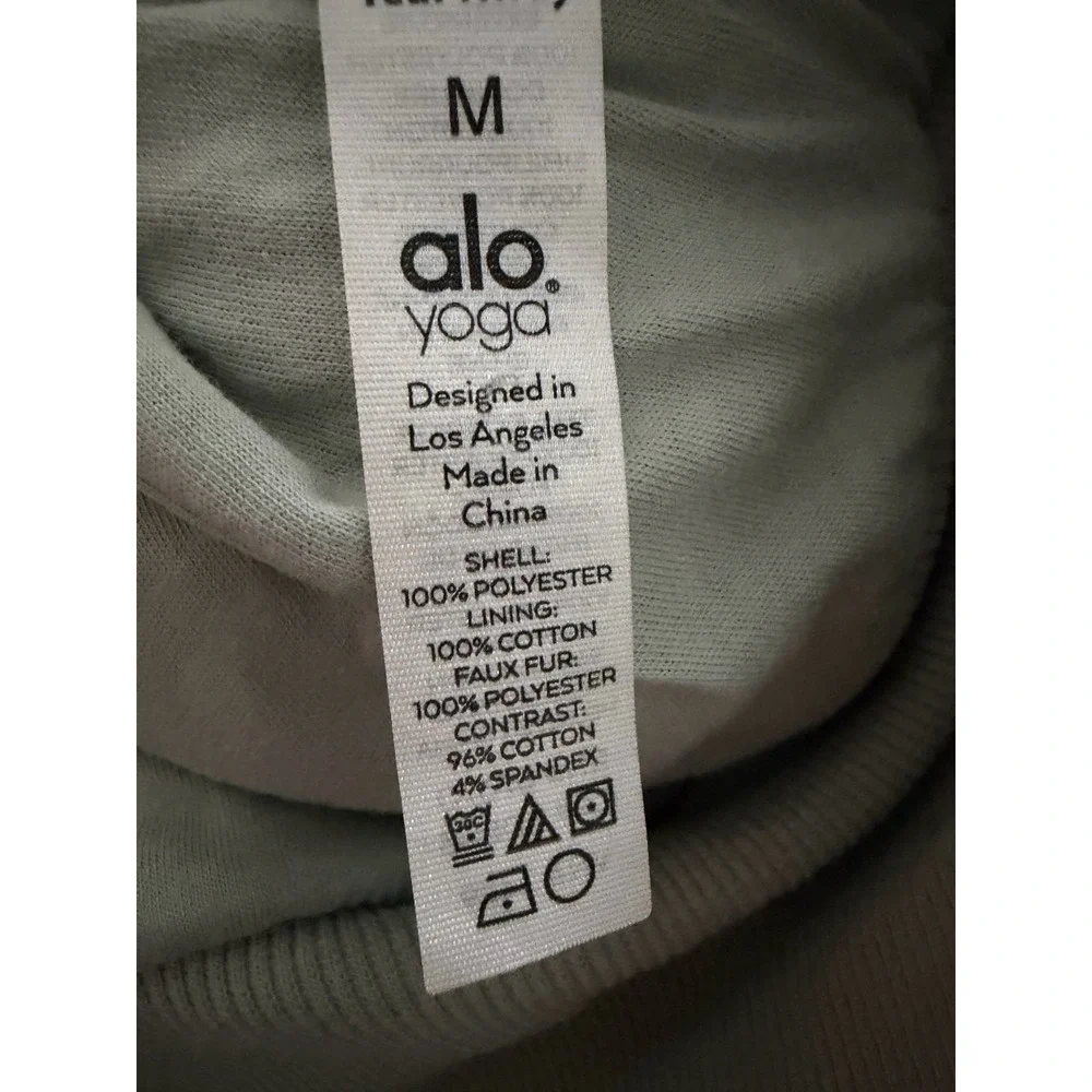 Alo Yoga Streetside Half Zip Sherpa Hoodie Pullover Light Green Women's‎ Medium